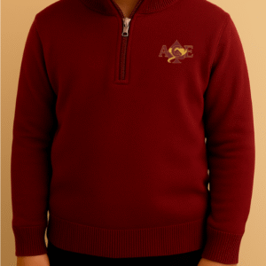 Maroon Red Quarter Zip Sweater Youth