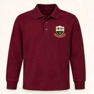 Maroon Crested Long Sleeve Polo