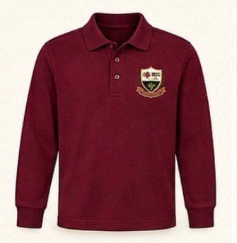 Maroon Crested Long Sleeve Polo