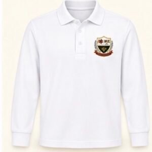 White Crested Long Sleeve Polo