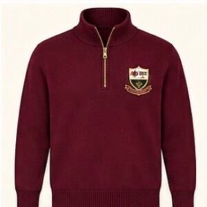 Maroon Crested 3/4 Zip Sweater